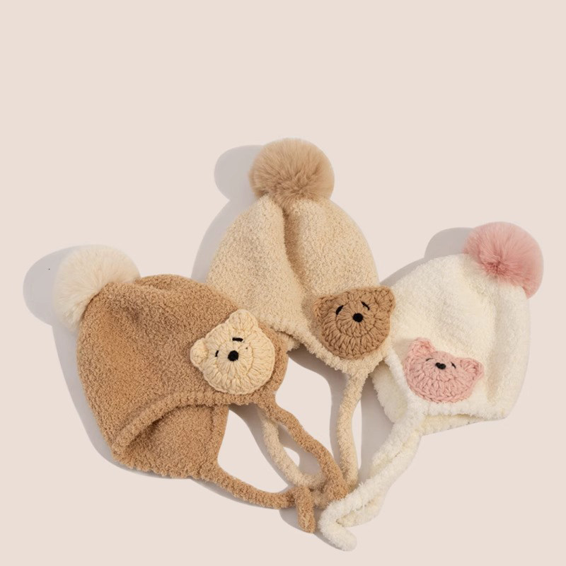 Classy key新加坡设计师联名款冬儿童帽子小熊套头帽珊瑚绒毛绒帽,居家日用,头部防护用品,淘宝优惠券,粉丝福利购,淘宝优惠卷