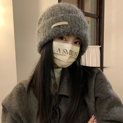 Classy key新加坡设计师联名款保暖护耳针织帽子显脸小堆堆帽子