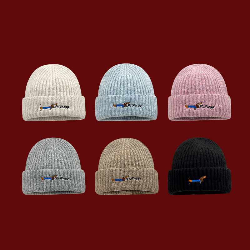 Classy key新加坡设计师联名款保暖百搭针织帽子可爱腊肠狗毛线帽