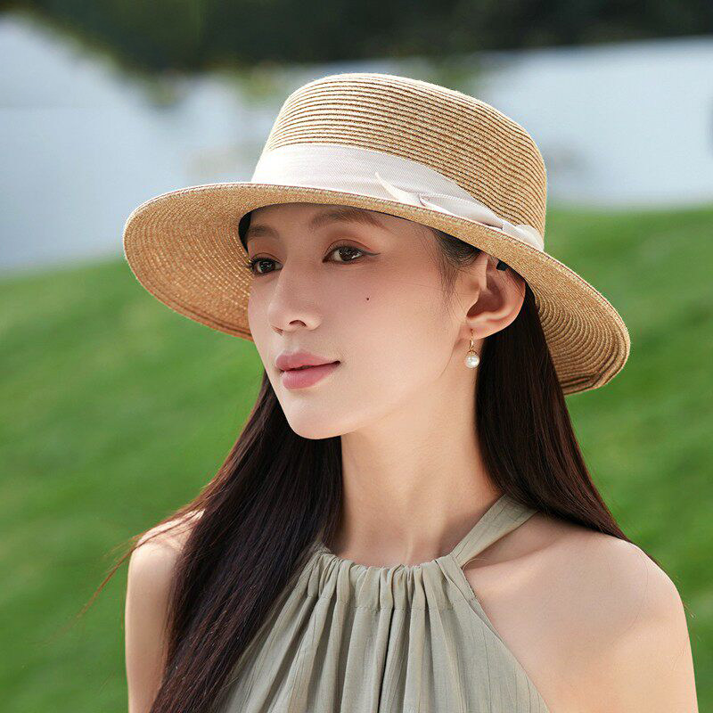 Classy key新加坡设计师联名款遮阳防晒平顶礼帽复古显脸小草帽子