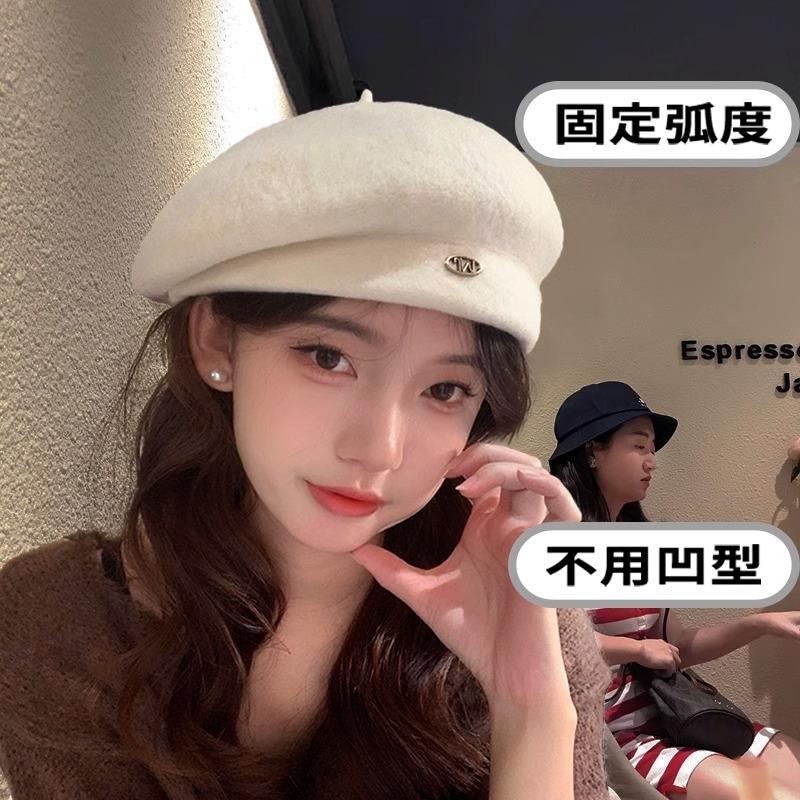Classykey白色画家帽女秋冬