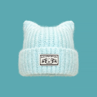 Classy key新加坡设计师联名款可爱毛暖护耳包头帽子显脸小针织帽