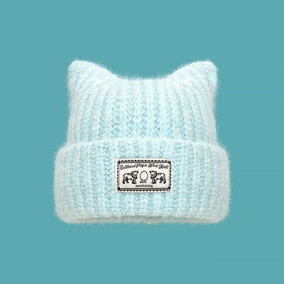 Classy key新加坡设计师联名款可爱毛暖护耳包头帽子显脸小针织帽