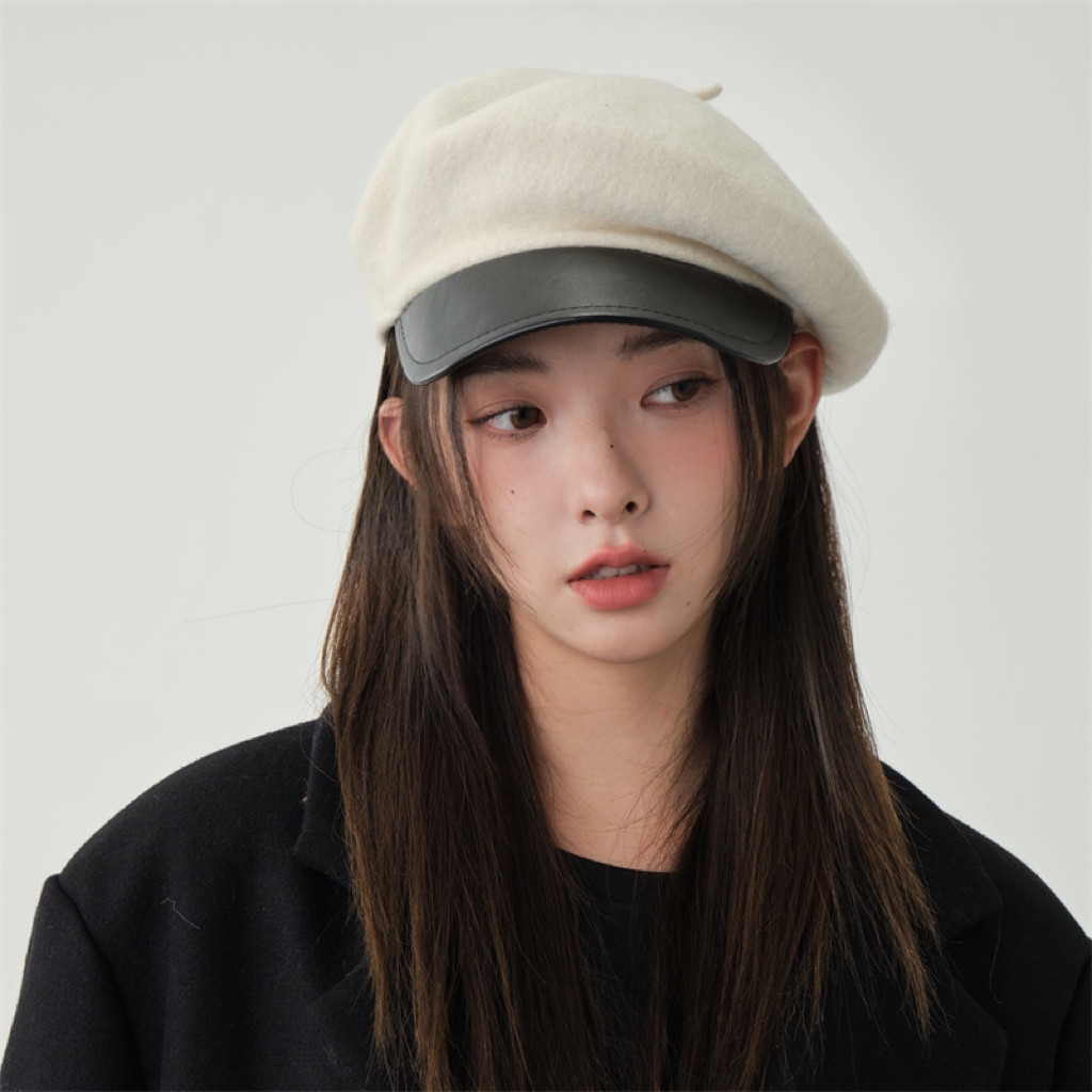 Classy key新加坡设计师联名款通勤黑色贝雷帽高级感画家帽