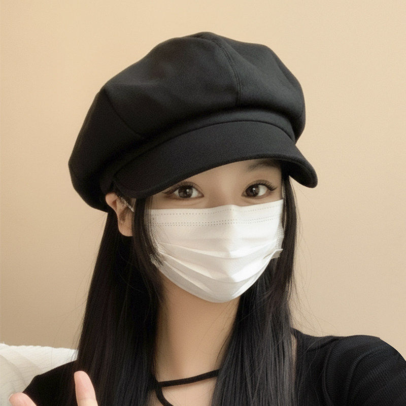 Classy key新加坡设计师联名款英伦风复古八角帽显脸小毛呢