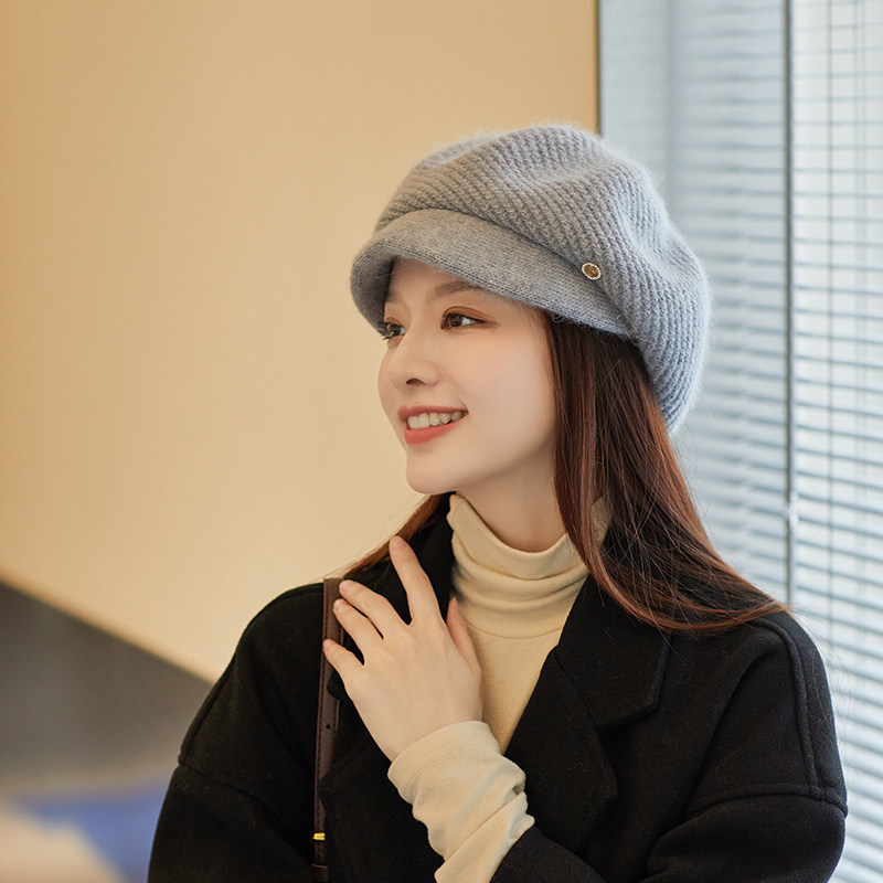 Classy key新加坡设计师联名款帽子女加绒鸭舌帽子针织毛线