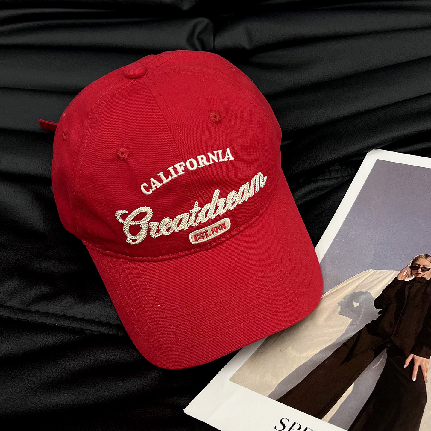 Classy key新加坡设计师联名款元气正红色棒球帽子字母刺绣