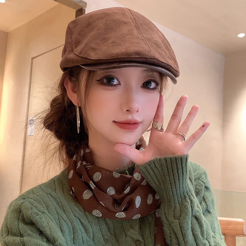 Classy key新加坡设计师联名款百搭显脸小报童帽子麂皮绒贝