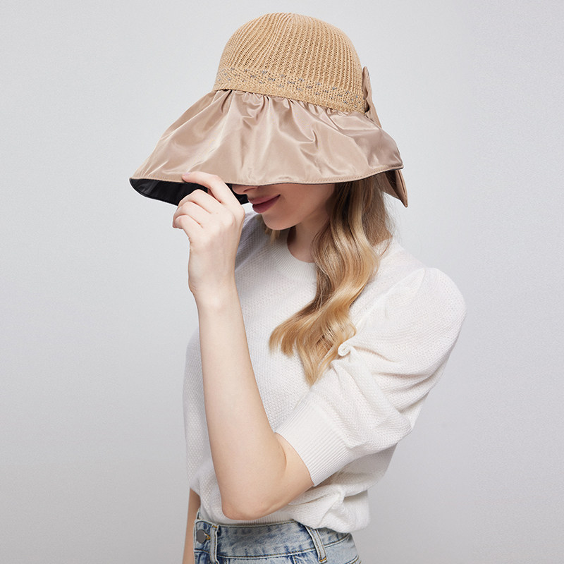 Classy key新加坡设计师联名款黑胶大檐帽蝴蝶结帽子女夏季