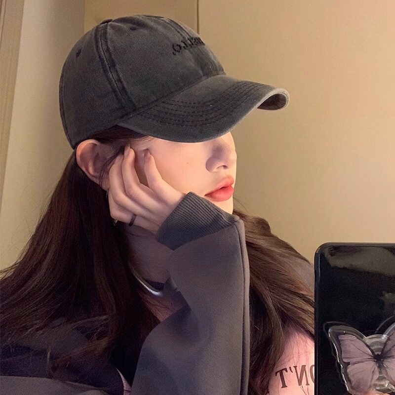 Classy key新加坡设计师联名款做旧棒球帽刺绣字母水洗牛仔