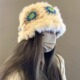 Classy key新加坡设计师联名款 兔毛渔夫帽显脸小盆帽保暖护耳帽子