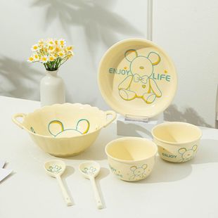 餐具网红高颜值米饭碗家用菜盘子卡通餐具ins风 Qee暴力熊碗盘套装