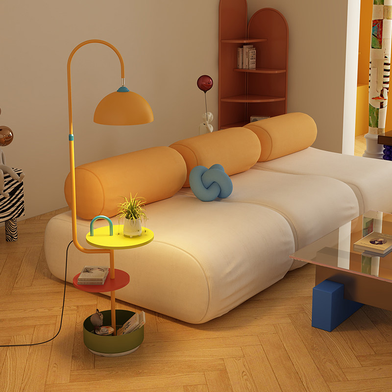 孟菲斯落地灯客厅沙发旁装饰氛围灯具书房茶室置物架一体立式台灯,家装灯饰光源,置物功能落地灯,淘宝优惠券,粉丝福利购,淘宝优惠卷