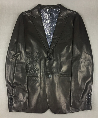 Brloote/巴鲁特 皮西装真皮皮衣 修身便西西服修身型西装领休闲潮