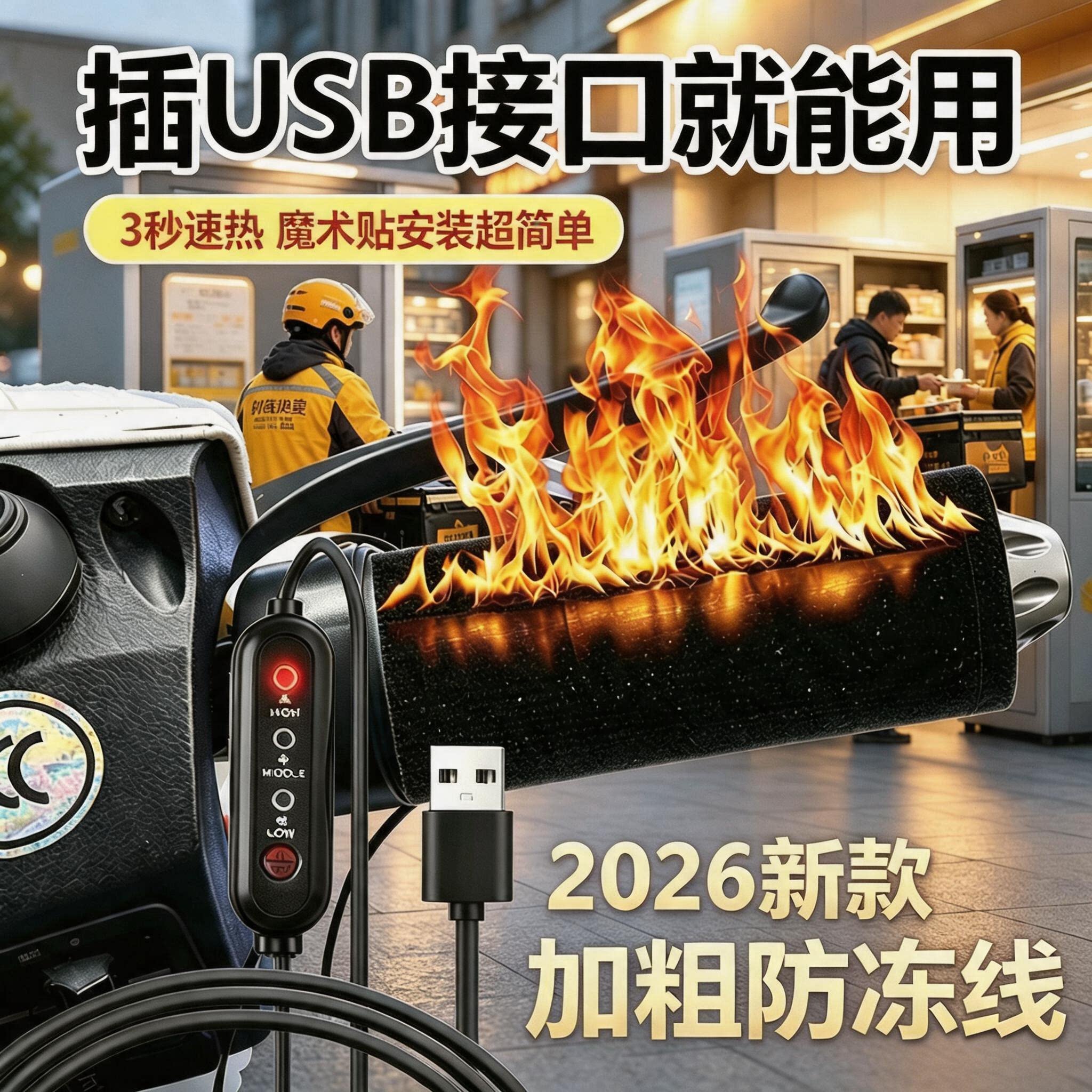 外卖员专用电动车加热手把套电瓶摩托车发热手柄冬季保暖把套通用