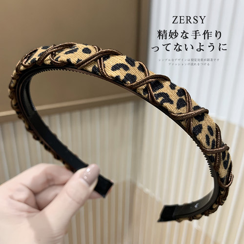 复古法式简约百搭豹纹压发发箍女