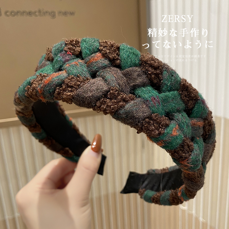 Zersy毛呢打结复古发箍