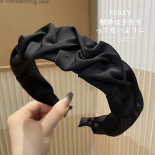 闪钻星空褶皱发箍女款 增高颅顶显脸小头箍发捆头饰 高级感洋气时尚