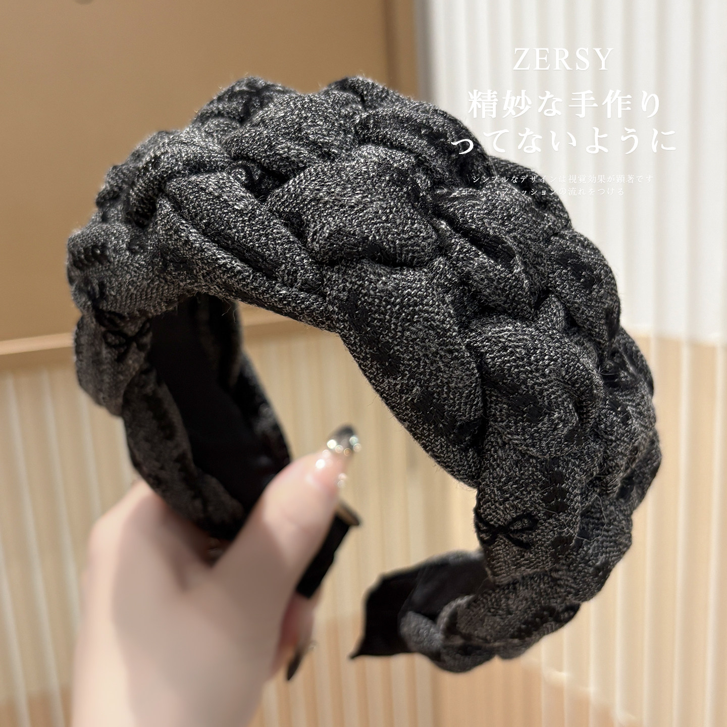 灰色麻花编织高颅顶发箍女2026新款高级感压发卡日常外戴头箍头饰