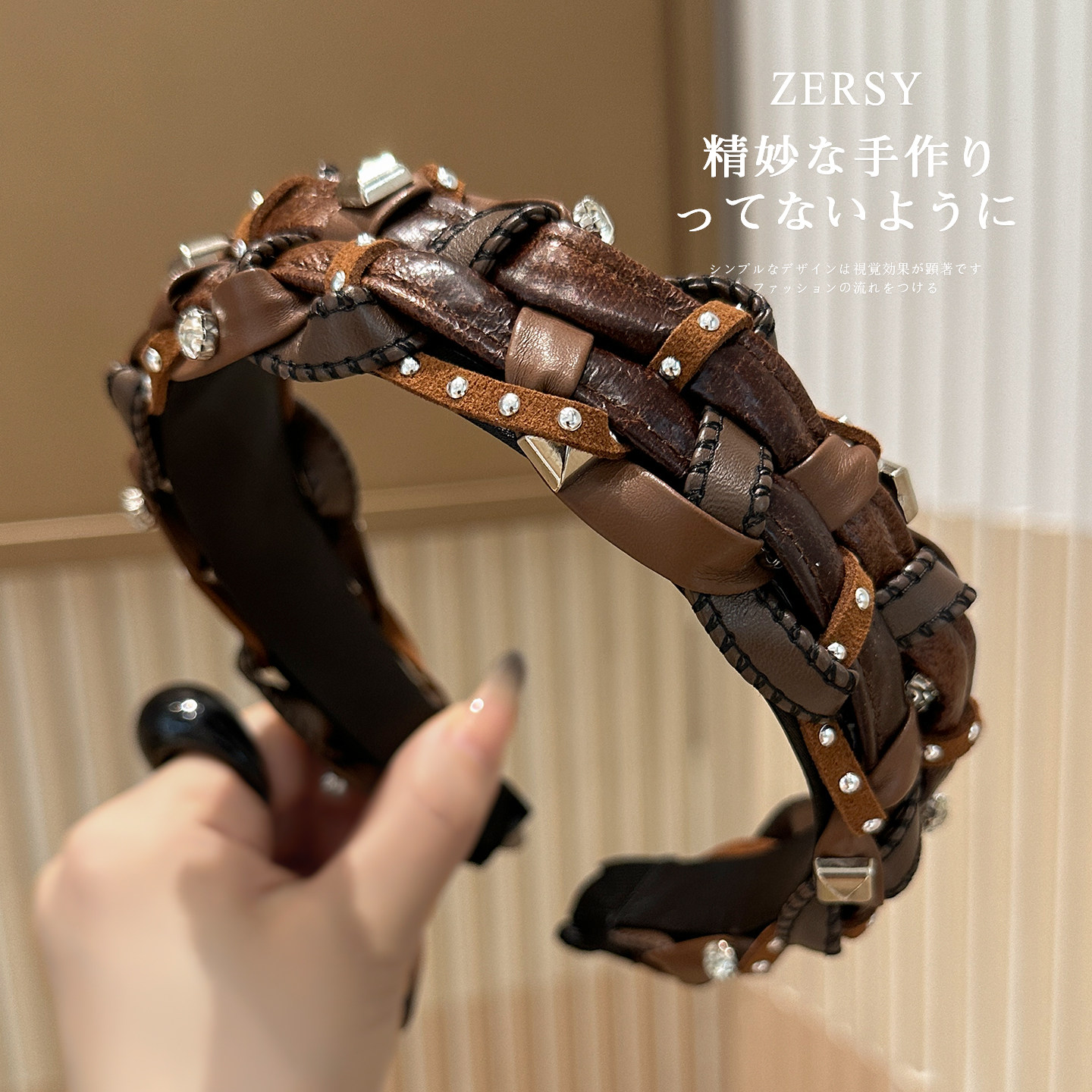 复古编织皮质发箍发卡头箍头饰女