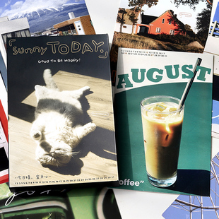 ins风格摄影风景盒装明信片30张今日晴，宜开心系列自然风景节日祝福礼物贺卡生日卡片感恩节手写留言卡