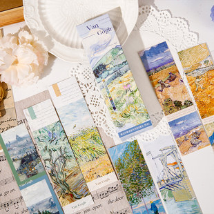遇见印象派系列梵高莫奈油画纸质书签30张 名作节选书简文创礼物空白卡片复古风手写留言卡 大师经典
