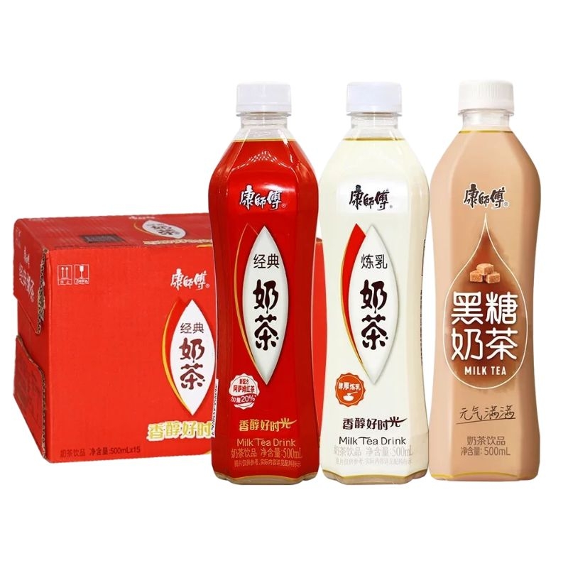 康师傅经典奶茶500ml*10瓶整箱炼乳芝士黑糖奶茶阿萨姆茶饮料包邮