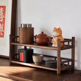 实木博古架桌面收纳展示架茶具收纳置物架中式多宝格胡桃木摆件架