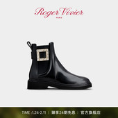 新年礼物 Roger Vivier RV女靴Viv Rangers饰扣皮革切尔西靴