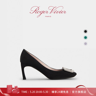 24期免息 Roger Vivier 高跟鞋 RV女鞋 Trompette钻扣婚鞋