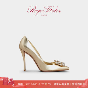 RV女鞋 Vivier Roger Flower 24期免息 Strass花钻纳帕皮高跟鞋