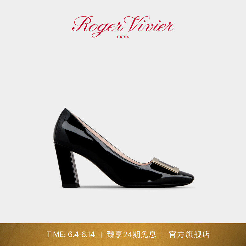 【24期免息】Roger Vivier/RV女鞋Belle Vivier金属扣漆皮高跟鞋