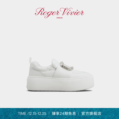 【圣诞礼物】Roger Vivier/RV女鞋Viv Up皮革休闲小白鞋面包鞋