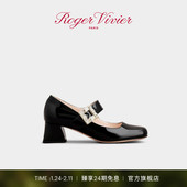 新年礼物 Tres Roger Vivier RV女鞋 Vivier饰扣高跟鞋 玛丽珍鞋