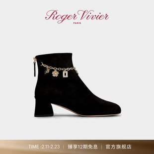 【礼物】Roger Vivier/2025秋冬RV女鞋Tres Vivier皮革短靴