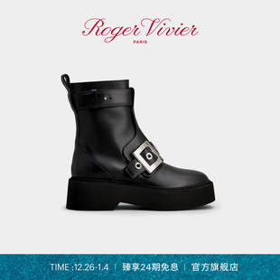 24期免息 Viv Roger RV女鞋 Rangers皮革短靴机车靴 Vivier