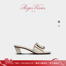 【24期免息】Roger Vivier/RV女鞋Biki Love扣漆皮粗跟穆勒凉鞋