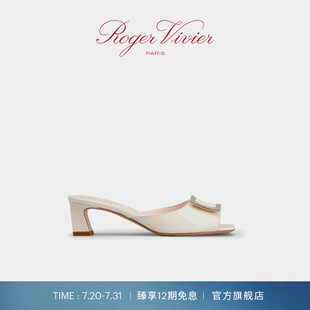 Trompette漆皮穆勒拖鞋 Roger RV女鞋 粗跟涼鞋 Vivier