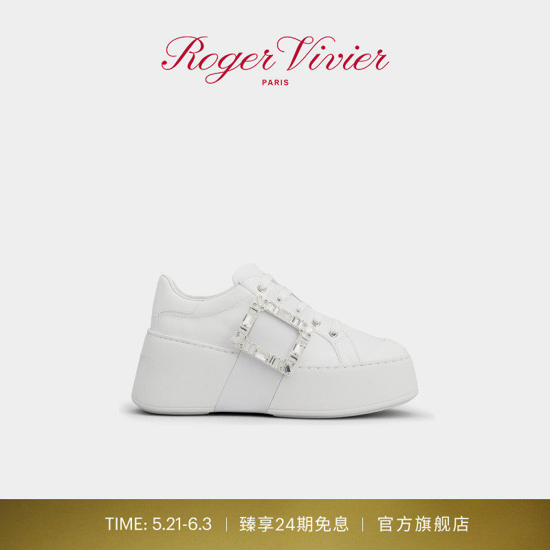 【24期免息】Roger Vivier/RV女鞋Viv Skate饰扣厚底休闲鞋小白鞋