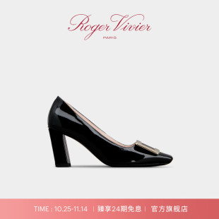 24期免息 Belle Roger RV女鞋 Vivier金属扣漆皮高跟鞋 Vivier