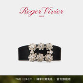 新年礼物 Roger Vivier RV配饰Flower Strass花钻皮革手镯首饰