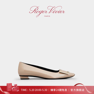 24期免息 Roger Vivier Vivier金属方扣低跟鞋 RV女鞋 Belle