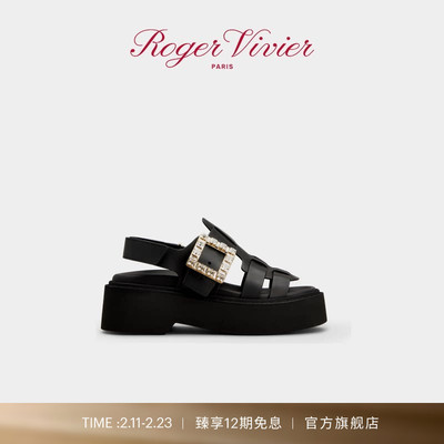 【礼物】Roger Vivier/2025秋冬RV女鞋Viv Rangers饰扣凉鞋