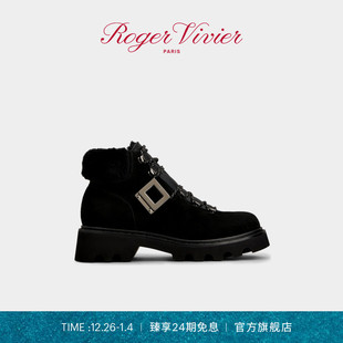 24期免息 Viv Roger 2025秋冬RV女鞋 Rangers皮革短靴 Vivier
