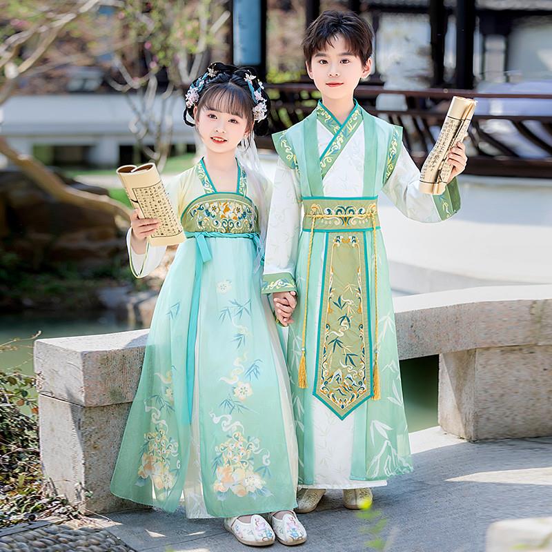 汉服男童儿童国学服女童古装襦裙小学生三字经弟子规演出表演服装