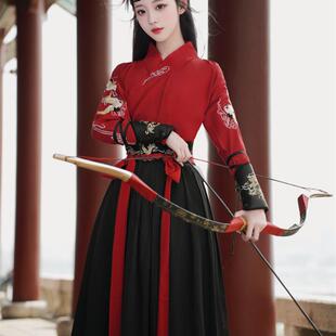 传统女侠风汉服女款武侠古装夏侠客中国风初中生花木兰演出服套装