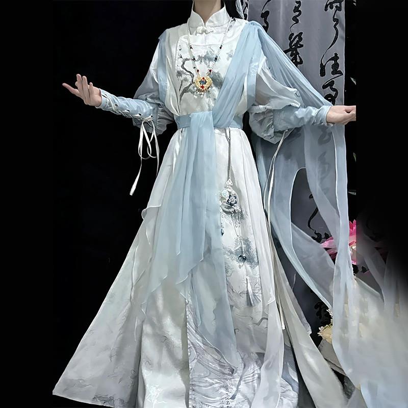 汉服少年白马醉春风凤九魏晋衬衫改良汉元素圆领袍仙侠服男女款夏
