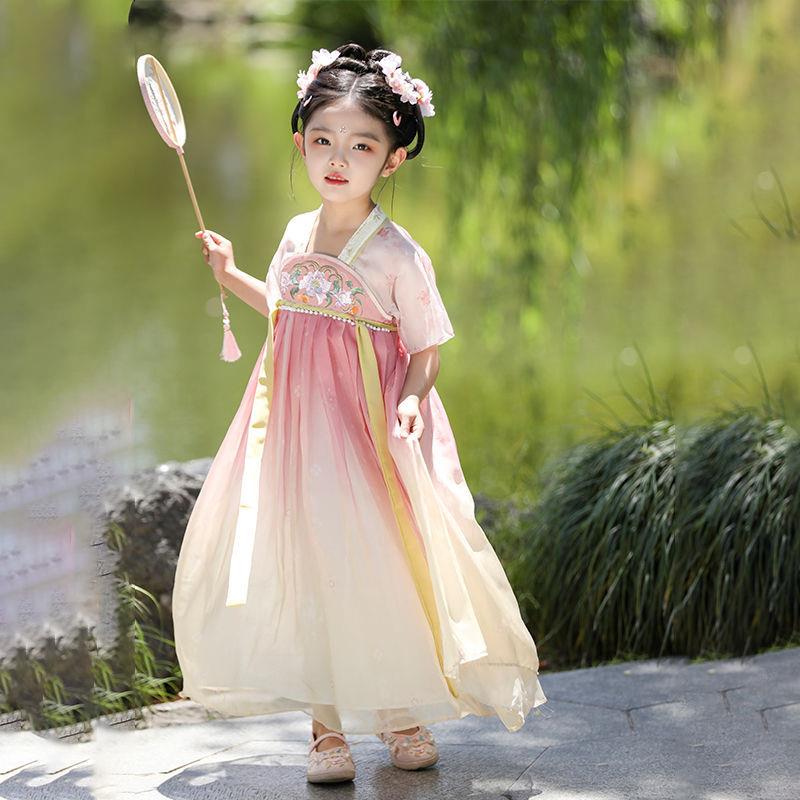 汉服女童秋季2024新款儿童古风高端超仙国风连衣裙女孩飘逸表演服