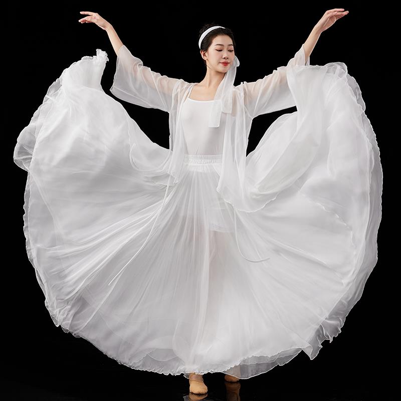白蛇传说古典舞舞蹈服白色纱衣大裙摆前世今生表演服汉元素舞蹈裙