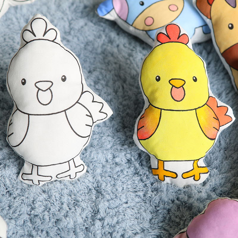 原创设计12生肖儿童涂鸦填色绘画手工制作娃娃布偶公仔diy 材料包